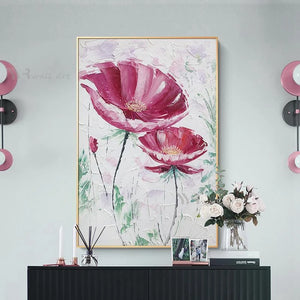 Modern Wall Art Picture Red Flower Poster For Living Room Home Decoration Abstract Diagram Hand Painted Oil Painting On Canvas