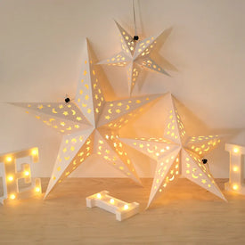 Luz hueca de 30-60cm para fiesta de estrellas, ventana, rejilla, linterna de papel, pantalla de estrellas, decoración colgante de jardín para el hogar, fiesta de vacaciones