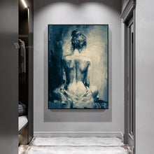 Laden Sie das Bild in den Galerie-Viewer, Wall Art Decor Oil Painting 100% Handmade Canvas Poster Abstract Girl Back Hanging Picture Sofa Salon Porch Bedroom Custom Mural