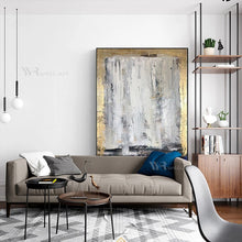 Laden Sie das Bild in den Galerie-Viewer, Large Modern Abstract Oil Painting On Canvas Pure Handmade Gold Picture Wall Art Hang Poster Mural For Living Room Hotel Decor