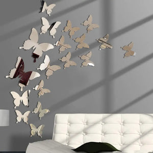 12 шт./лот 3D Зеркальная Наклейка на стену с бабочкой, наклейка на стену, съемное свадебное украшение, наклейка для украшения детской комнаты