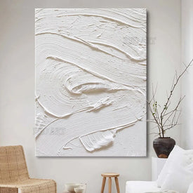 Couteau de couleur blanche, peinture à l'huile abstraite 3D sur toile dans le salon, Art mural moderne, peinture décorative pour la maison, cadeau sans cadre