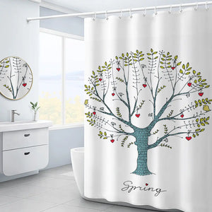 Purple Hydrangea Flower White Shower Curtain Landscape 3D Green Plant Waterproof Polyester Bathroom Curtains Bath Screen Decor