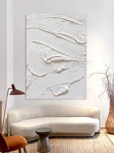 Cuchillo de Color blanco, pintura al óleo abstracta 3D sobre lienzo en la sala de estar, arte de pared moderno, pintura decorativa para el hogar, regalo sin marco