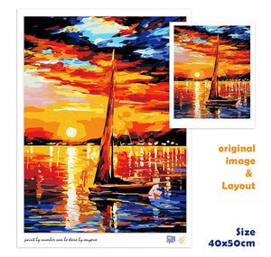 CHENISTORY Frame Sailing Boat DIY Painting By Numbers Modern Landscape Paint By Numbers Wall Art Canvas Painting For Home Decors