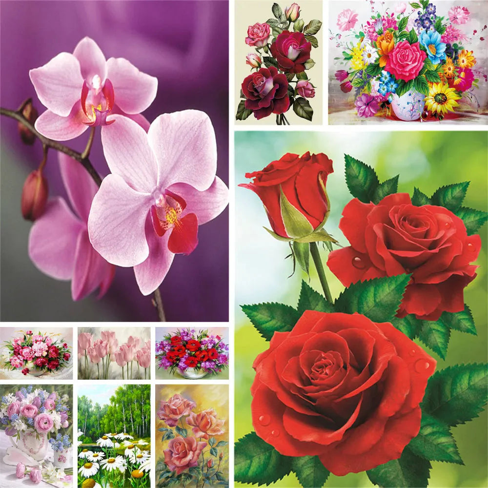 Blumen Rose Tulpe Mohn DIY Malen nach Zahlen Set Ölfarben 40*50 Bild nach Zahlen Foto dekorative Gemälde für Erwachsene