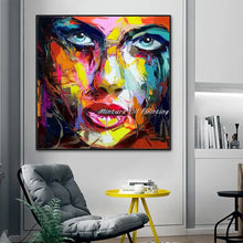 Cargar imagen en el visor de la galería, Francoise Nielly Thick Texture Handmade Girl Woman Face Oil Painting Modern Large Canvas,Wall Art,Picture Living Room,Home Decor