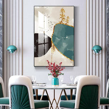 Laden Sie das Bild in den Galerie-Viewer, Abstrakte Goldene Hirsch Baum Wand Bilder Moderne Leinwand Malerei Blau Vogel Poster Druck Wand Kunst Für Wohnzimmer Schlafzimmer Nordic