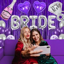 Загрузите изображение в программу просмотра галереи, Cheereveal тема для невесты, фиолетовое украшение для девичника, кольцо для невесты, кольцо из фольги, воздушный шар, занавеска для свадебного душа, принадлежности