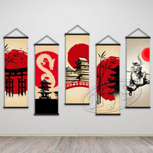 Cargar imagen en el visor de la galería, Rollos colgantes de lienzo tradicional japonés, imágenes impresas, arte de pared clásico, pintura, decoración del hogar, carteles modulares para sala de estar