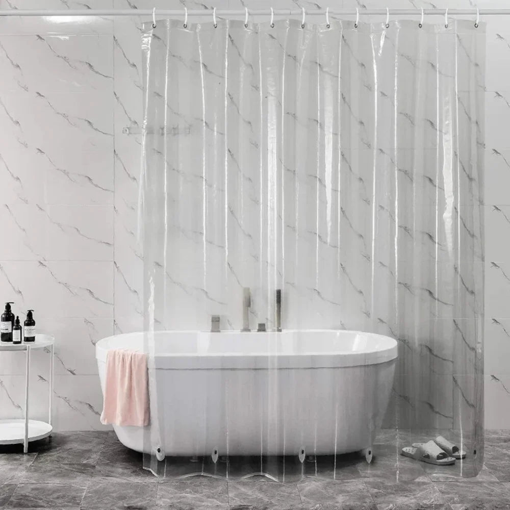 Rideau de douche Transparent imperméable, doublure de rideaux de bain en plastique blanc, Transparent/rose, moisissure de salle de bain, PEVA, maison de luxe avec crochets