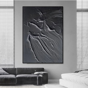 Handgemaltes abstraktes Kunstwerk mit Textur, Acryl-Wandkunst, schwarz-weißes Leinwandgemälde, modernes abstraktes Ölgemälde, handgefertigtes Dekor