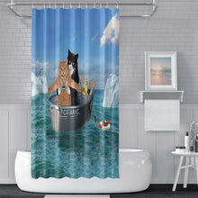 Cargar imagen en el visor de la galería, Cortinas de ducha de gato divertidas, cortina de baño con ganchos de decoración, baño 3d impermeable para perros, cortina de ducha con personalidad creativa de 180x180cm