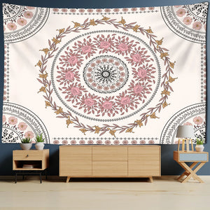 Tapiz de Mandala de flores rosas para colgar en la pared, estética Hippie bohemia, arte para habitación, decoración del hogar, tela de fondo