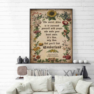 Inspirierendes Zitat Alice im Wunderland Poster Drucke Leinwand Malerei Cartoon Retro Wandkunst für Wohnzimmer Heimdekoration