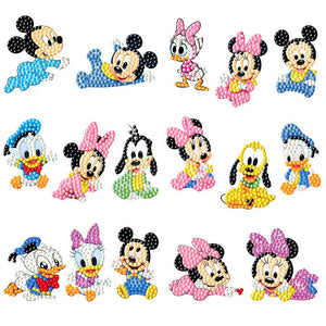 Autocollants de peinture de diamant pour enfants, autocollants de mosaïque d'art de diamant Mickey Minnie 5D par numéros, Kit de jouets pour enfants, décor cadeau, DIY bricolage