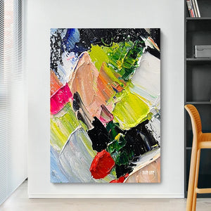 Lienzo de lino sin marco hecho a mano, textura de cuchillo abstracto, pintura al óleo abstracta, lienzo, decoración de pared, arte acrílico, superventas