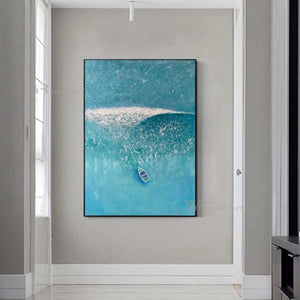 Handmade Blue Sea Image Modern Home Interior Decor Oil Painting Wall Art Canvas Poster Abstract Texture Acrylic Unframed Picture