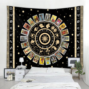 Tapiz de decoración del hogar con símbolos místicos vikingos, escenas psicodélicas, Hippie, bohemio, decoración de pared de habitación, sábanas de estera de Yoga