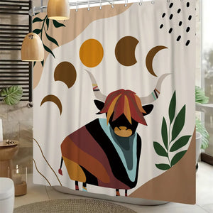 Cortina de ducha Bohemia de arte abstracto nórdico, cortinas de baño de poliéster impermeables, cortinas de palma de hojas tropicales para decoración de baño