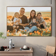 Cargar imagen en el visor de la galería, Impresión personalizada de su foto, póster de pintura en lienzo con marco de madera artesanal, impresiones de alta definición, Arte de la pared Decoración, imagen de paisaje familiar para mascotas y niños