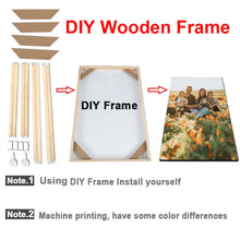 Cargar imagen en el visor de la galería, Impresión personalizada de su foto, póster de pintura en lienzo con marco de madera artesanal, impresiones de alta definición, Arte de la pared Decoración, imagen de paisaje familiar para mascotas y niños