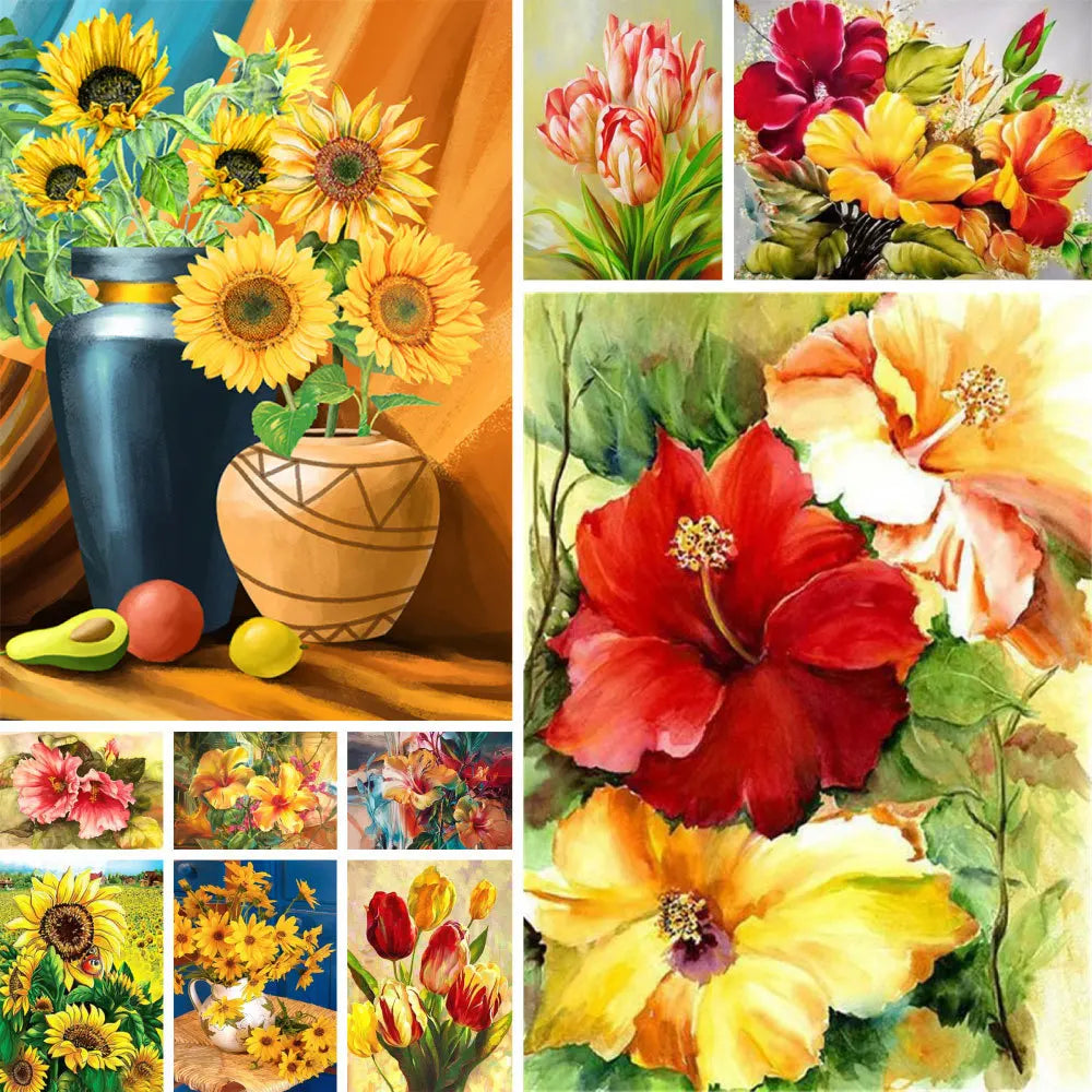 Blumen Morning Glory Tuilp DIY Malen nach Zahlen Kit Acrylfarben 50*70 Ölgemälde neues Design für Kinder Großhandel Wandkunst