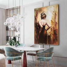 Charger l&#39;image dans la galerie, Handmade Oil Painting on Canvas Character Portrait Beauty Back Modern Wall Art Picture Interior Home Decor Living Room Bedroom