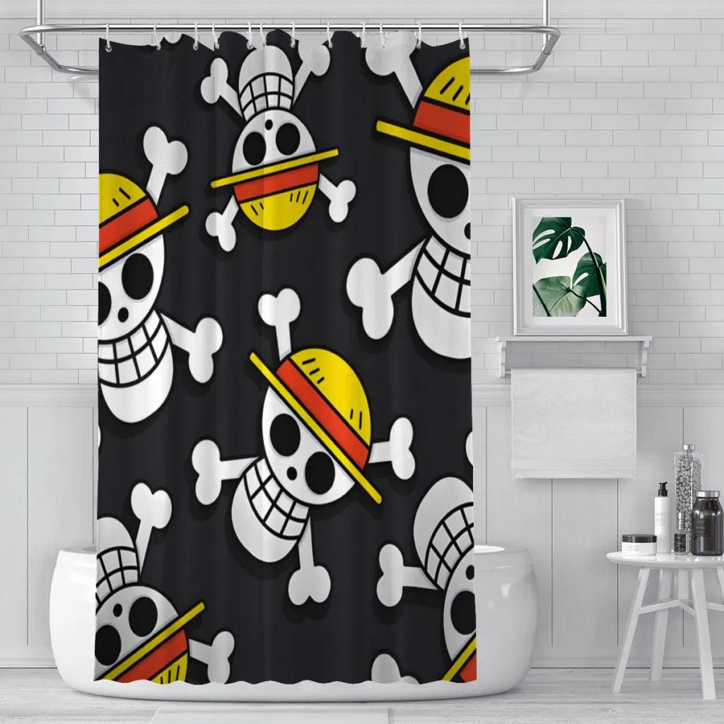 Cortinas de ducha de baño con Calavera, partición impermeable de Anime de una pieza, decoración única para el hogar, accesorios de baño