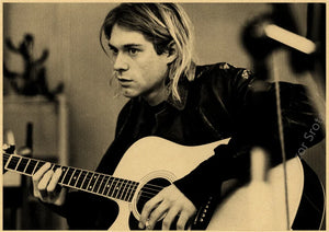 Affiche rétro de chanteur Kurt Cobain, imprimés et affiches en papier Kraft, décor Vintage pour maison, Bar, café, peinture murale d'art esthétique