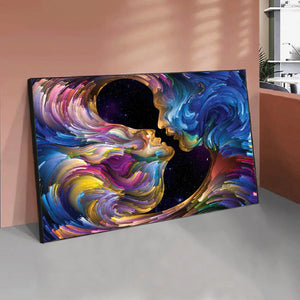 Póster Artístico de pared con beso de pareja de mar y tierra, pintura sobre lienzo, impresiones, cuadro decorativo de surrealismo abstracto para sala de estar