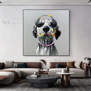 Kawaii Puppy Cartoon Animal Decoration Acrylic Poster Handmade Canvas Oil Painting Wall Artwork Mural for Kids Room Living Room