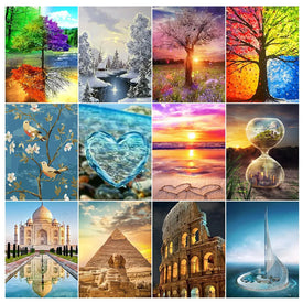 Landschaft 5D Diamant Malerei abstrakte vier Jahreszeiten Baum Diamant Mosaik Strand Strass Stickerei Home Decor Mosaik DIY