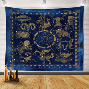 Mandala Tarot tapestry wheel Zodiac diagram Tarot sun and moon mysterious symbol Bohemian Hippie wall decoration