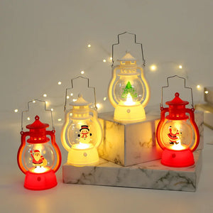 Natale Rosa Bianco Castello LED Lanterna a vento Capodanno 2024 Luce notturna Ornamenti Decorazione natalizia per la camera di casa Navidad Noel
