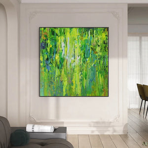Overszie Abstract Green Brown 3D Art Oil Painting On Canvas Hand Painted Modern Abstract Acrylic Painting For Hotel Home Decora