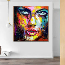 Cargar imagen en el visor de la galería, Francoise Nielly Thick Texture Handmade Girl Woman Face Oil Painting Modern Large Canvas,Wall Art,Picture Living Room,Home Decor