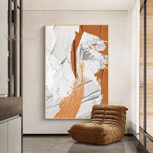 Acrylic Abstract Oil Painting Handmade Canvas Wall Artwork Decoration Pictures Modern Orange Art Hanging Posters for Hotel Home