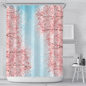 Pink Floral Shower Curtain Liner Asian Japanese Style Flower Cherry Blossoms Shower Curtain Waterproof 3D Print Bath Curtain