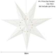 Carica l&#39;immagine nel visualizzatore della Galleria, Grande stella scavata a LED con luce a sospensione per feste, ornamento luminoso con stella 3D, lanterna di carta, decorazione per la casa, lampada per vacanze di nozze