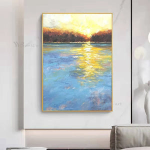 New Wall Decor Poster Hand Painted Sunrise Abstract Art Oil Painting Living Room Bedroom Porch Hotel Custom Large Canvas Picture