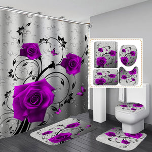 Фиолетовая роза занавеска для душа полиэстеровая занавеска для ванной комплект 3D принт 180x180 занавеска для ванной комнаты красочные цветы домашний декор дропшиппинг
