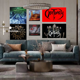 Necrologio Band Copertina dell'album Death Metal Interni Scheletro Musica Poster Decorazione Banner Arazzo