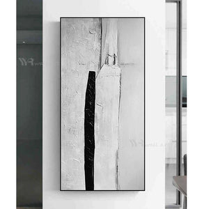 Nordic Modern Abstract Black Gray and White Wall Poster Home Decor Hand Painted Oil Painted On Canvas For Living Room Entrance