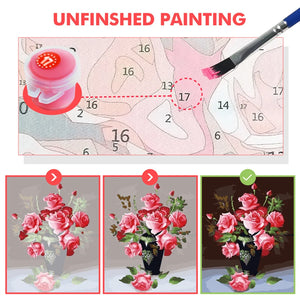 Paquete de pintura por números de flor de amapola y rosa, pinturas acrílicas 40x50, pintura por números, decoración del hogar para niños, arte de pared artesanal