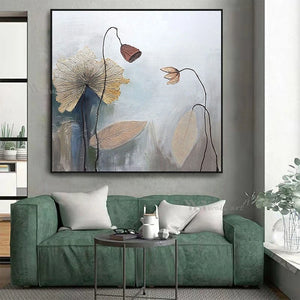 Home Aesthetics Decorative Poster Handmade Oil Painting Abstract Wall Art 3D Texture Flower Living Room Bedroom Restaurant Mural