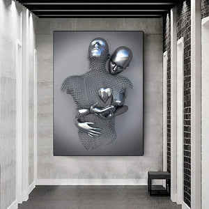 Metallfigur Statue Leinwandmalerei Romantische abstrakte Poster Drucke Wandkunst Bilder Moderne Wohnzimmerdekorationen für Zuhause