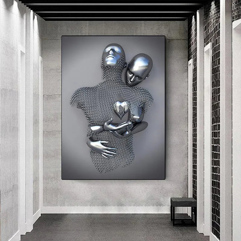 Figura in metallo Statua Pittura su tela Romantico astratto Poster Stampe Immagini di arte della parete Decorazioni moderne del soggiorno per la casa