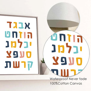 Hebrew Letters Alphabet Jewish Number Day Time Wall Art Canvas Painting Nordic Posters And Prints Wall Pictures Kids Room Decor