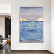 Load image into Gallery viewer, Canvas Painting Wall Art Abstract Gold Decor Picture Handmade Oil Painting Blue Hang Poster Artwork For Living Room Hotel Porch